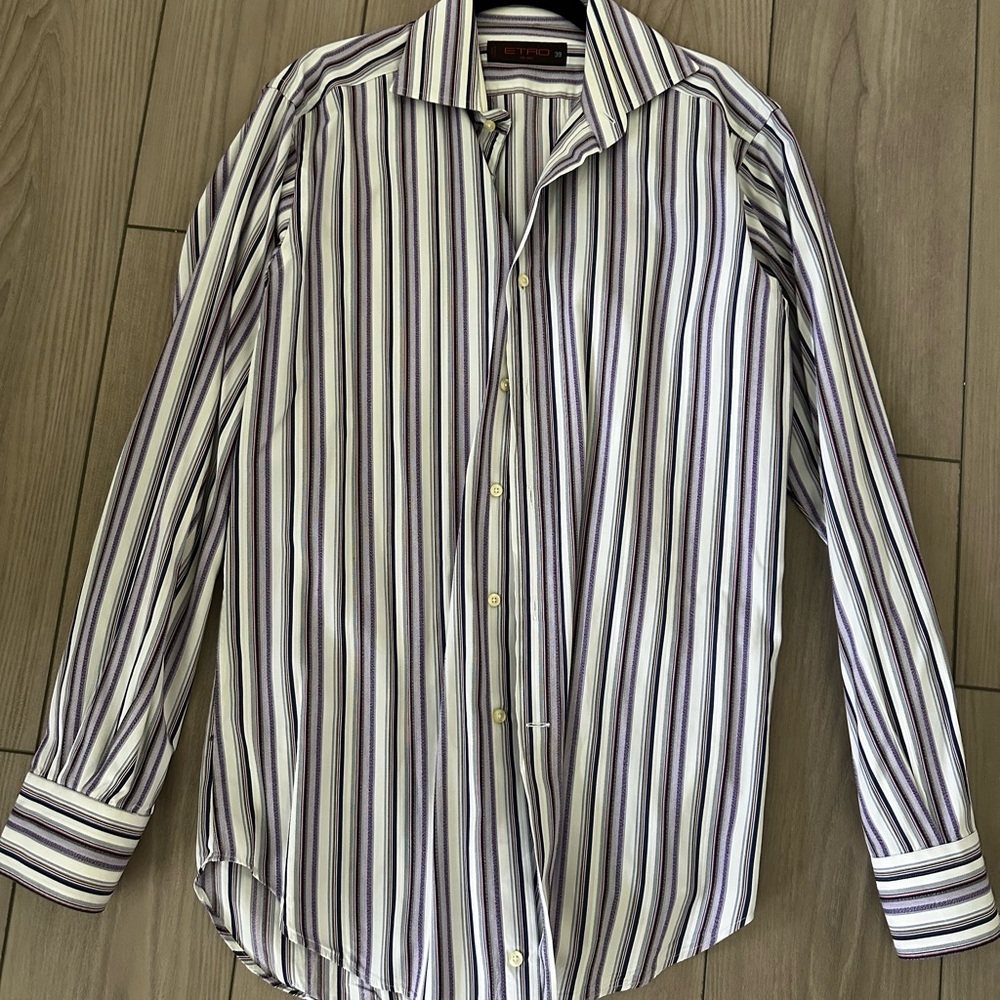 Etro Men’s Luxury Italian Striped Shirt Size 39